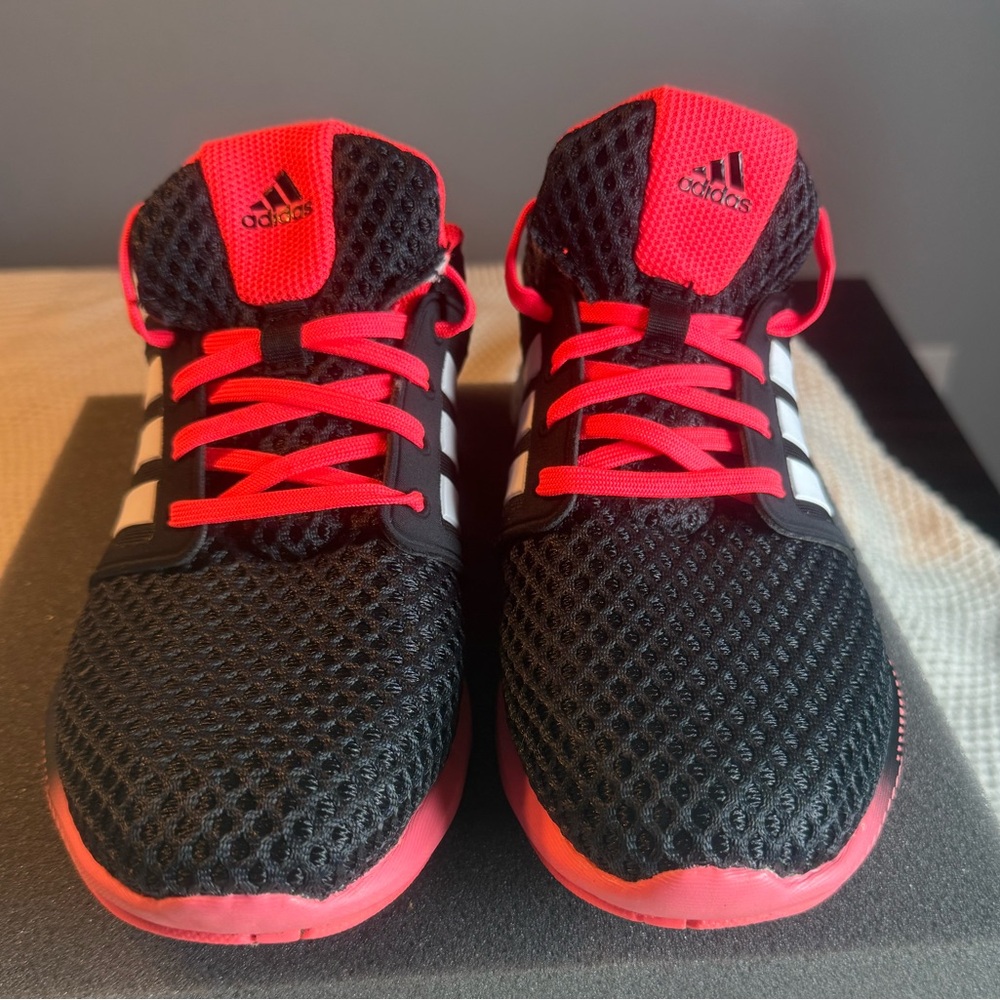 Women’s Adidas Black and Hot Pink Solar Boost Running Shoes, Size 7